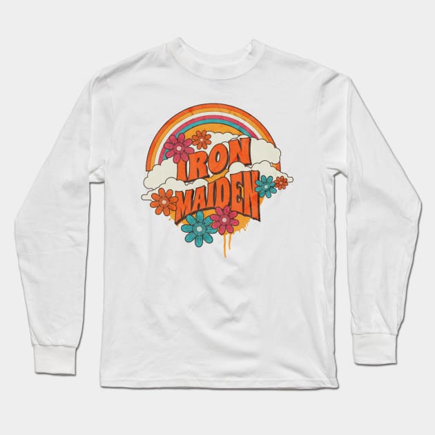 Retro Rainbow - Iron Maiden Long Sleeve T-Shirt by sansxart